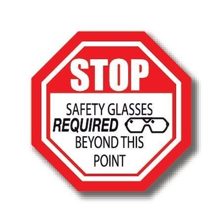Ergomat 17in OCTAGON SIGNS - Stop Safety Glasses REQUIRED Beyond This Point DSV-SIGN 289 #4011 -UEN